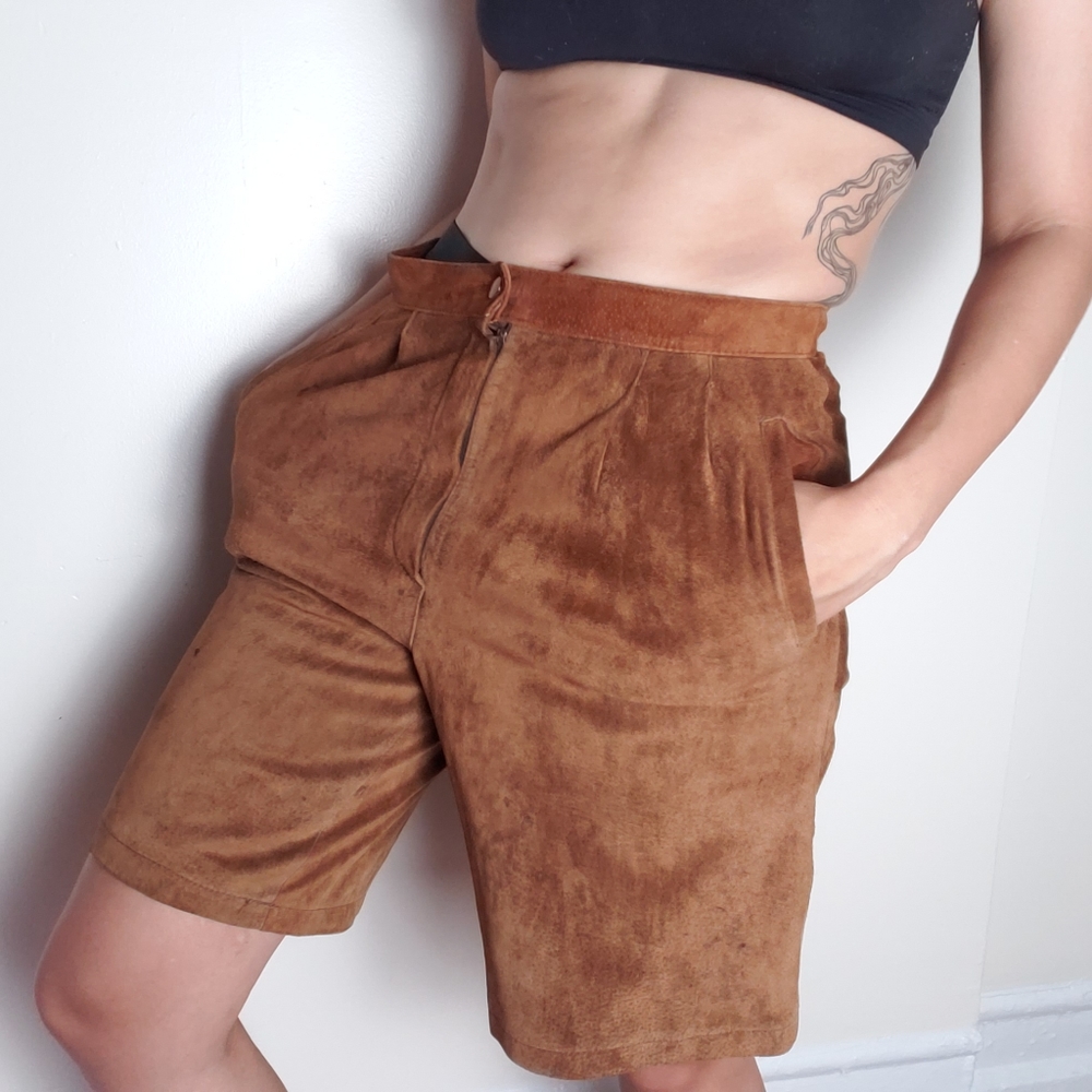 vintage 80s brown Suede Shorts